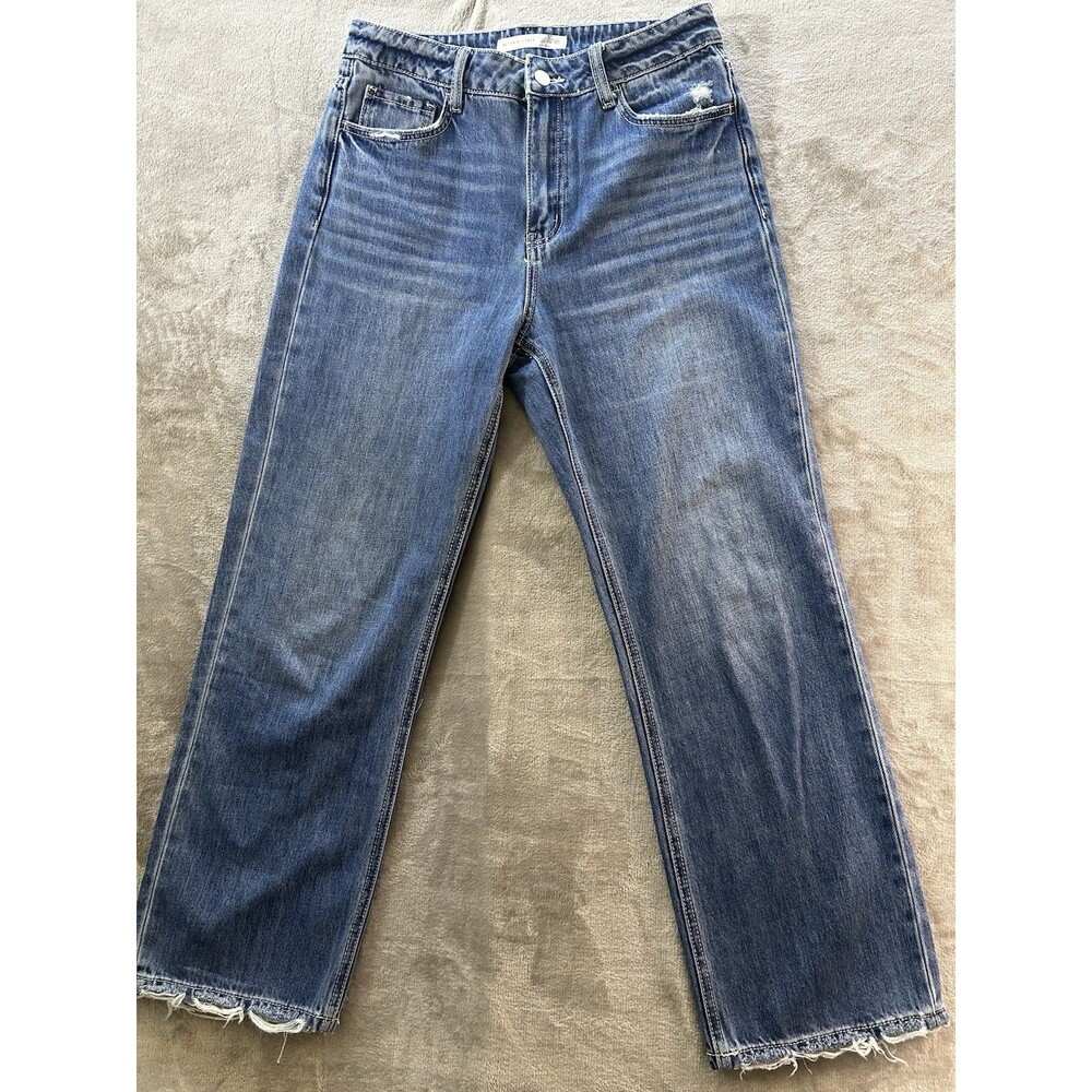 Altar’d State Women’s Distressed Cropped Wide Leg Jeans Size 27 Raw Hem